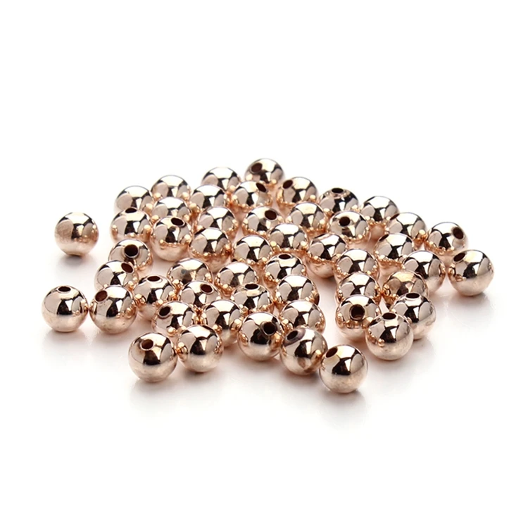

100pcs 6mm Round Gold/Silver/Rose Gold Color Copper Loose Spacer Beads for DIY, Silver;gold;rose gold