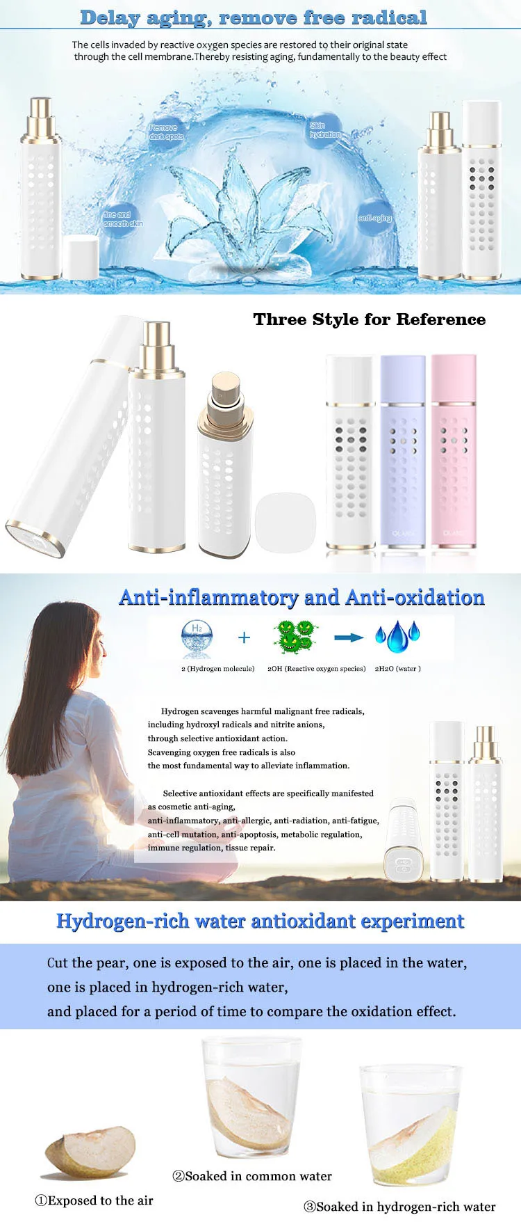 Men Natural Skin Care Product Use Body Pillow Face Facial Hydrogen Water Mist Spray