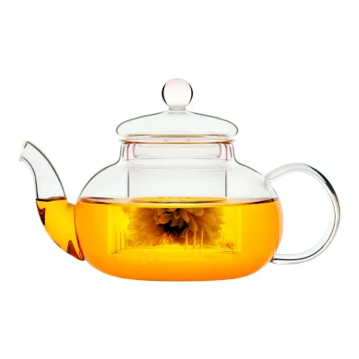 

20oz high borosilicate blooming flower glass teapot with glass infuser, Clear