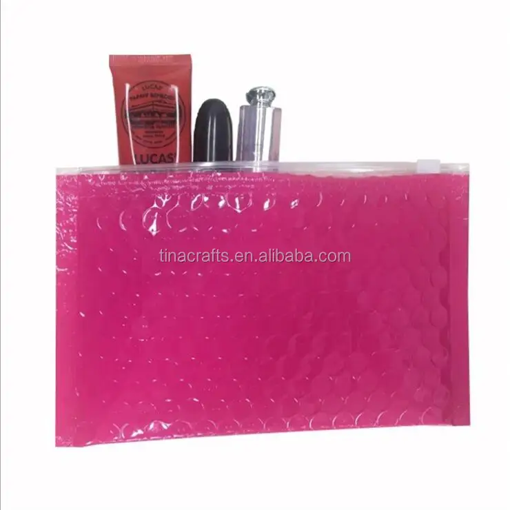 Laser Silver Metallic Bubble Zipper Bag/cosmetic Bubble Zip Lock Bag