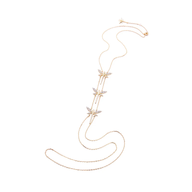 

xl00770c Long Chain Necklace, Lovely Dragonflies Charm Necklace Fashion Jewelry