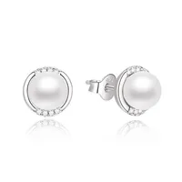 

Beautiful design 3A cubic zirconia 925 sterling silver nature freshwater ladies pearl earrings