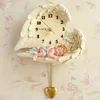 resin decorative 3d baby angel wing pendulum heart shaped wall clock