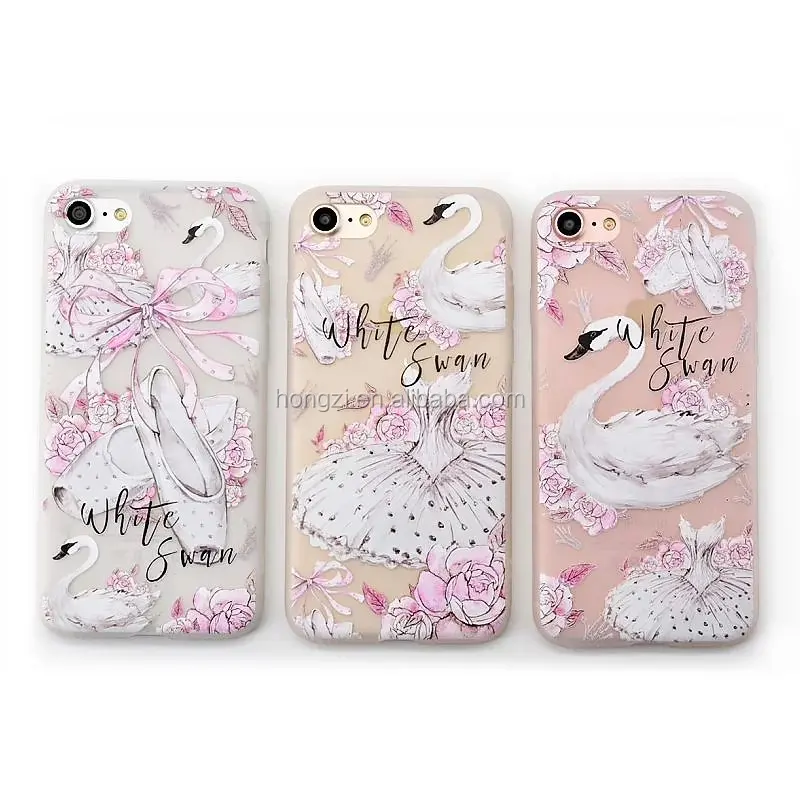 

Funny white Swan Soft tpu rubber Mobile Phone Cases Cover For iPhone 7 iphone 7 plus 6 6S 6Plus 6SPlus Cell Phone Shell Case