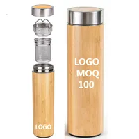 

Free Sample Bamboo Stainless Steel Insulated Vacuum Thermos Tea Infus Water Bottle Travel Mug Cup Tumbler with Infuser Lid