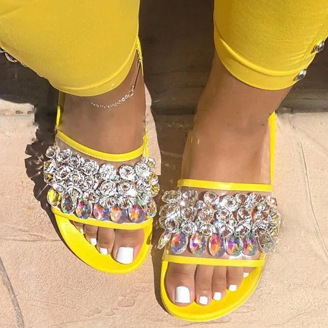 

Fashion White Sexy Lady Dimont Clear Sandals Slipper