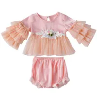 

kids clothing baby clothes sets wholesale 2 piece girl outfits with ruffle sleeves