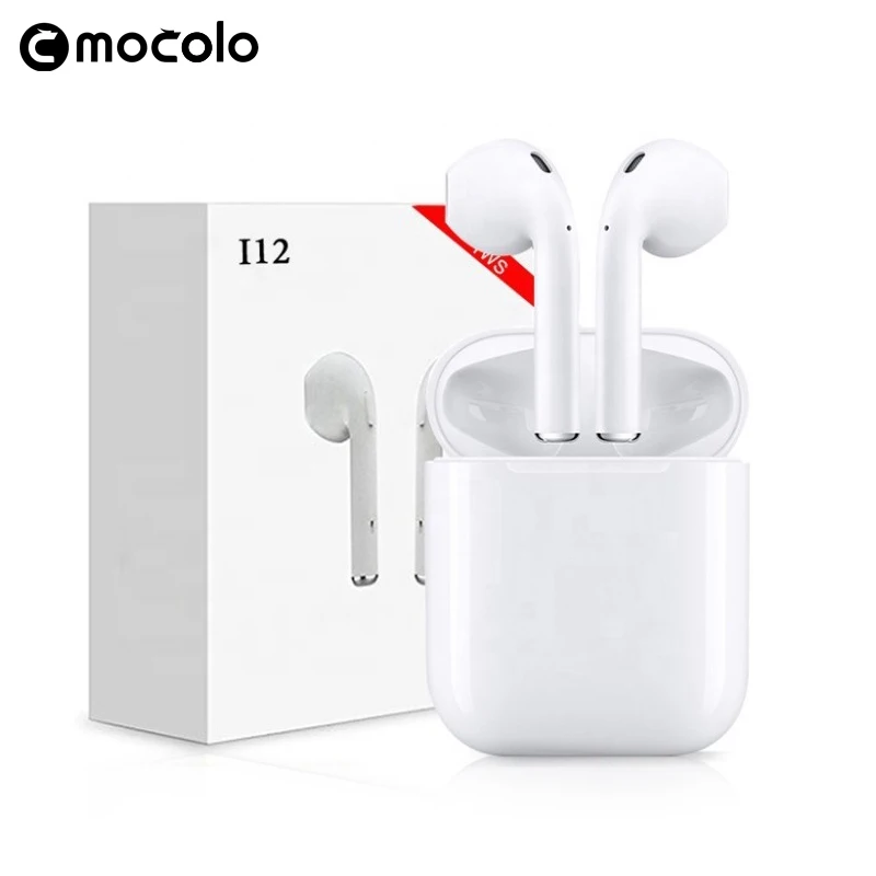 

New Arrival Products Hand Free Sports Wireless Headset Earbuds Bluetooth Earphone Headphones I12 Tws For Mi Airdots, White