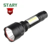 2018 new arrival 4 modes xml t6 led manual rechargeable battery flashlight torch light with side cob worklight