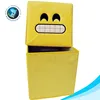 LOW MOQ cheap home decorative storage box chair set custom cute plush soft emoji 2 in 1 toy storage box foldable