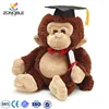 Custom brown stuffed animal teddy bear soft plush graduation monkey