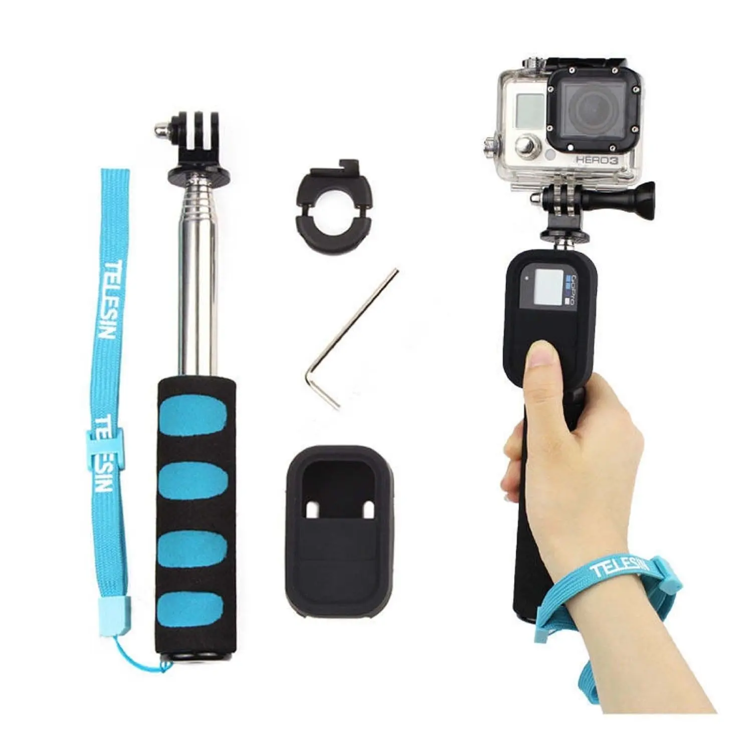 Cheap Gopro Monopod With Remote find Gopro Monopod With Remote Get Quotations · Farmunion Handheld Remote Pole Selfie Stick Extendable Telescopic Monopod for GoPro 2 3 4