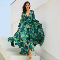 

Ebay Wish New Come Women Long Sleeve Printed Dress Puff Sleeve Floral Tropical Maxi Dress