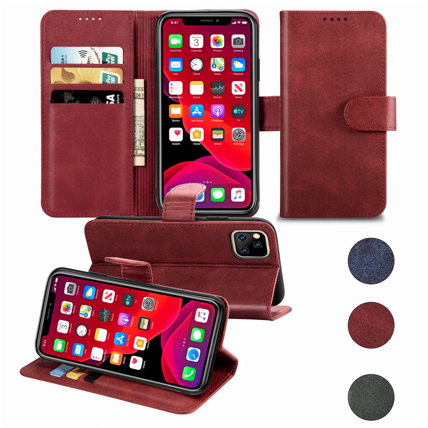 Leather Case For iPhone 2019 5.8" 6.5" X XS MAX XR 5 5S SE 6 6S 7 8 Plus Luxury Retro Flip Cover Funda