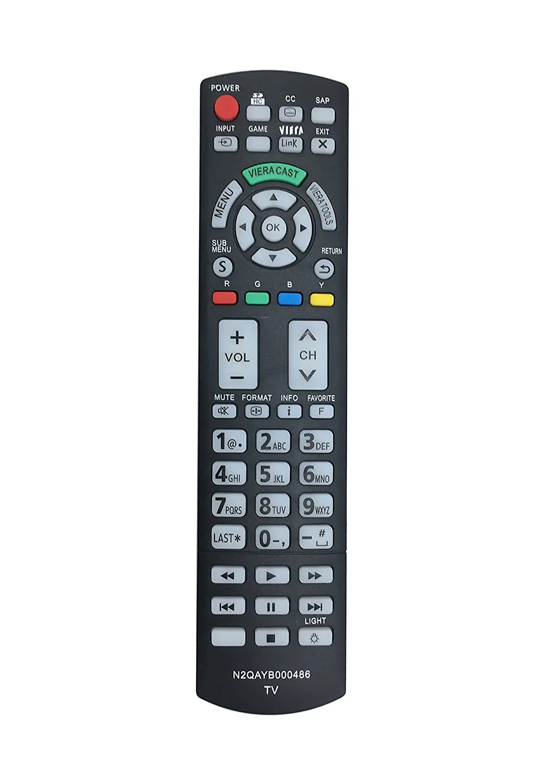New N2QAYB000486 Replaced Remote fit for Panasonic LCD TV TC-P50VT20 TC-P58VT25 TC-P42G25 TC-P46G25 TC-46PGT24 TC-P50G20 TC-P50G25 TC-P50GT25 P50VT20 TC-P50VT25 TC-P54G20 TC-P54G25