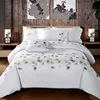 white pure cotton hand embroidery designs applique duvet cover bedding sets