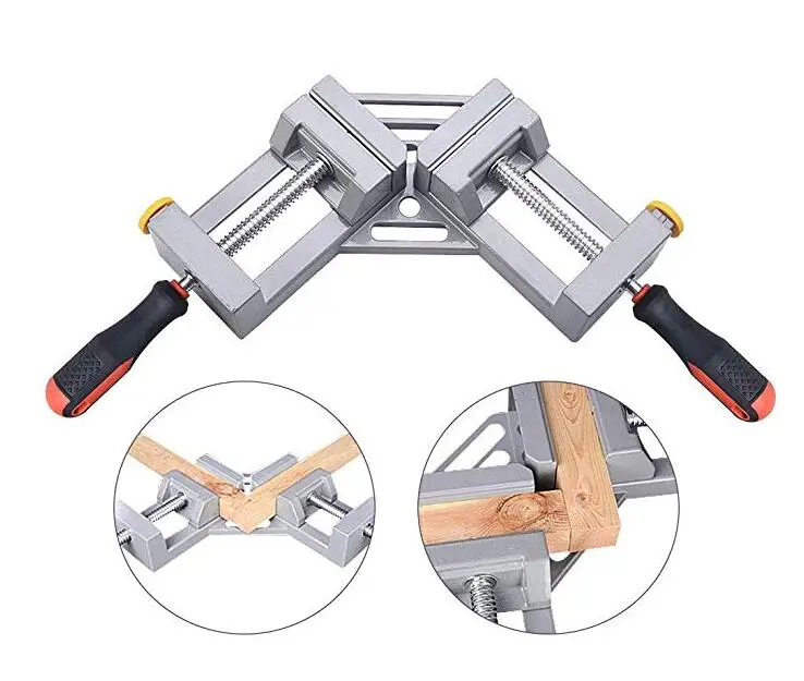 Grey Photo Framing,Adjustable Swing Jaw Corner Clamp Single Handle 90°Aluminum Alloy Corner Clamp for Carpenter Wood Clamps Right Angle Clamps Engineering Welding 