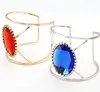 New Metal Upper Arm Cuff Adjustable Open Bracelets Big Gem Wide Love Punk Party pulseiras for Women Jewelry