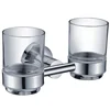 wall mounted double glass stainless steel tumbler toothbrush cup holder