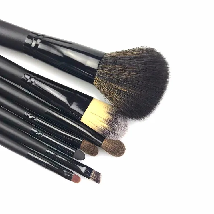 Black Makeup Brush 7pcs Natural Hair Makeup Brush Set Professional