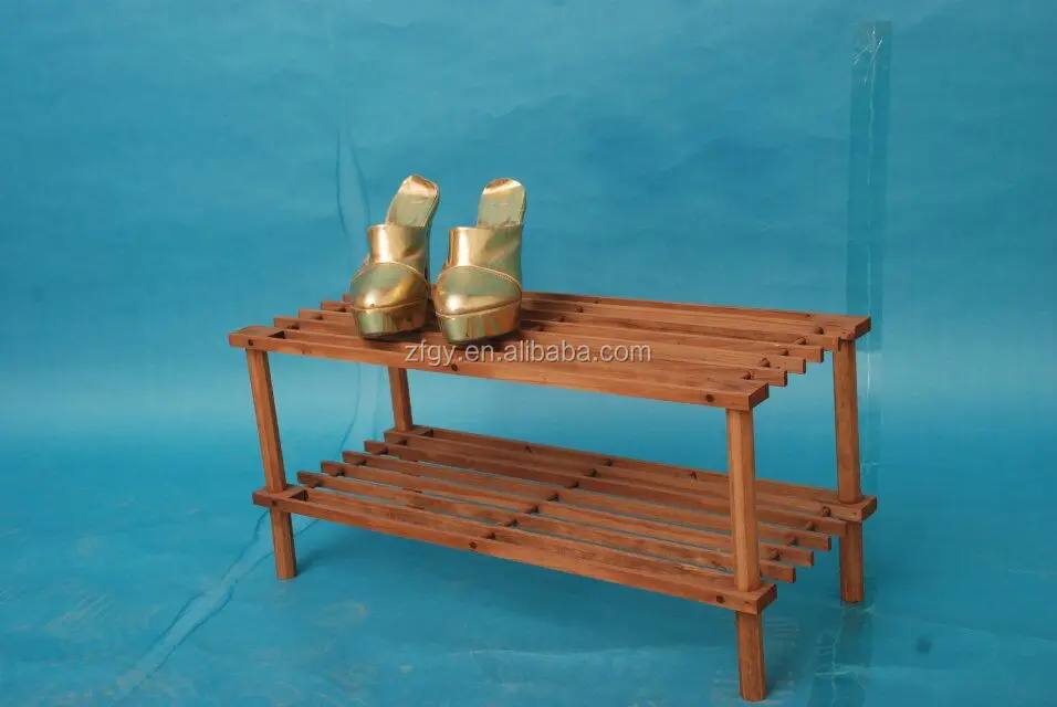 2 Tiers Pine Wood Shoe Display Stand Rack Buy Shoe Stand,Wooden Shoe