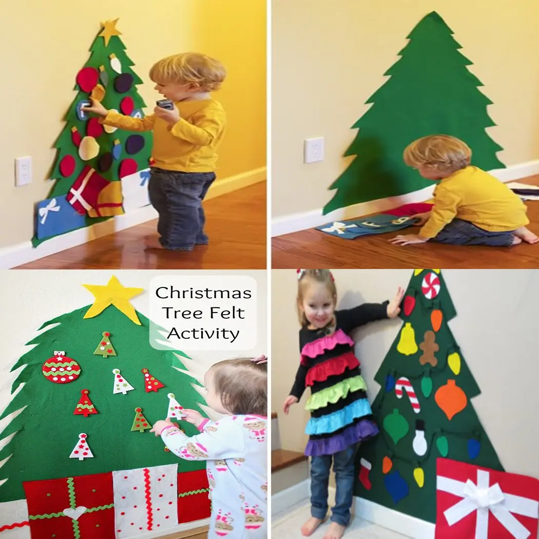 Educational Diy Felt Christmas Tree Set Kids Wall Hanging Felt Tree ...