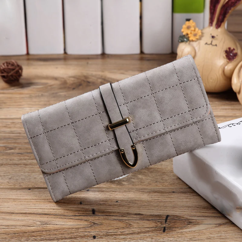 

Big Capacity Women Clutch Bag Ladies Fashion Elegant Grid Design Card Holder Money Clip Leather Wallet Purse carteras de mujer, 8 colors