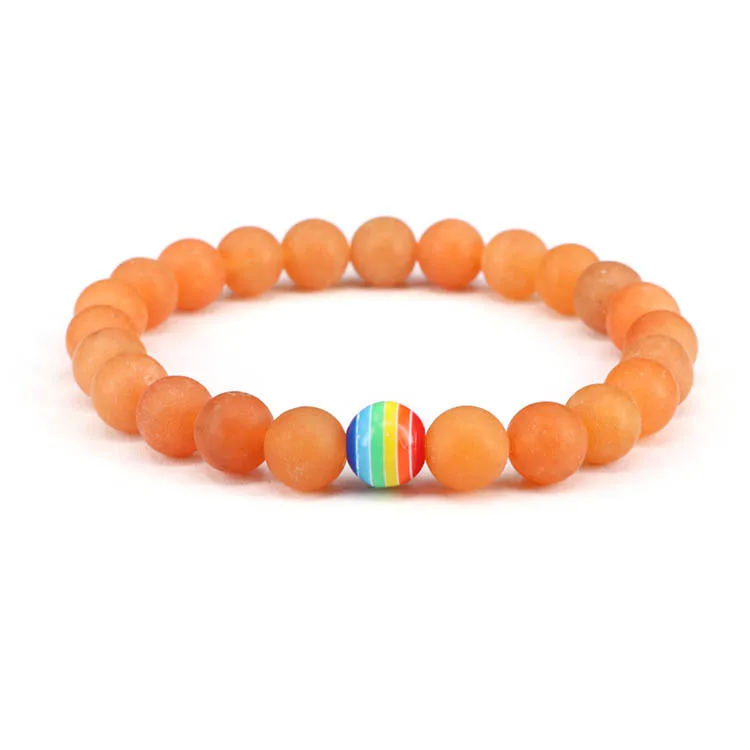 

8mm Orange matte jade bracelet stone bead women's bracelet