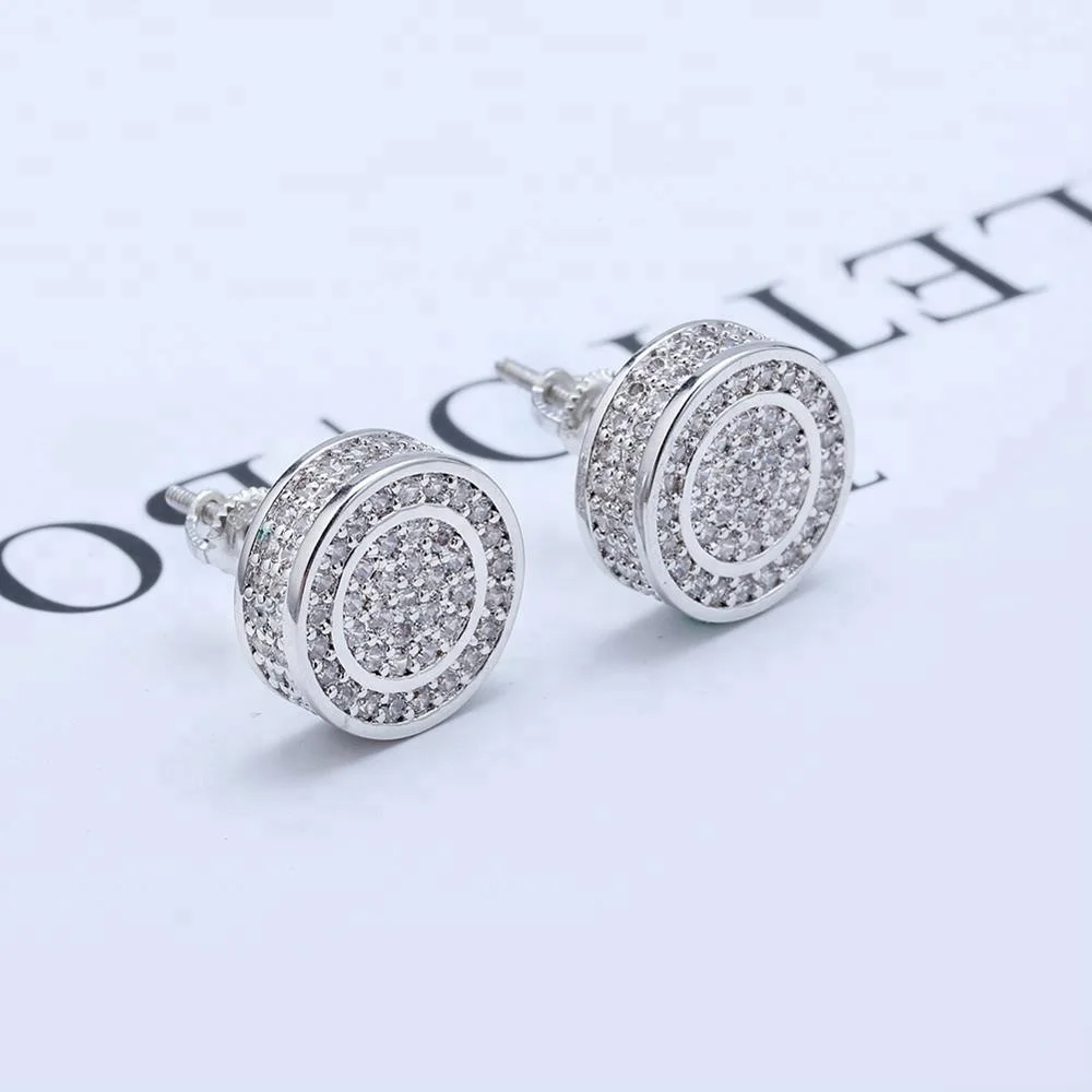 

Hot sale fashion zircon large cylindrical silver round earring jewelry earring, Gold/silver