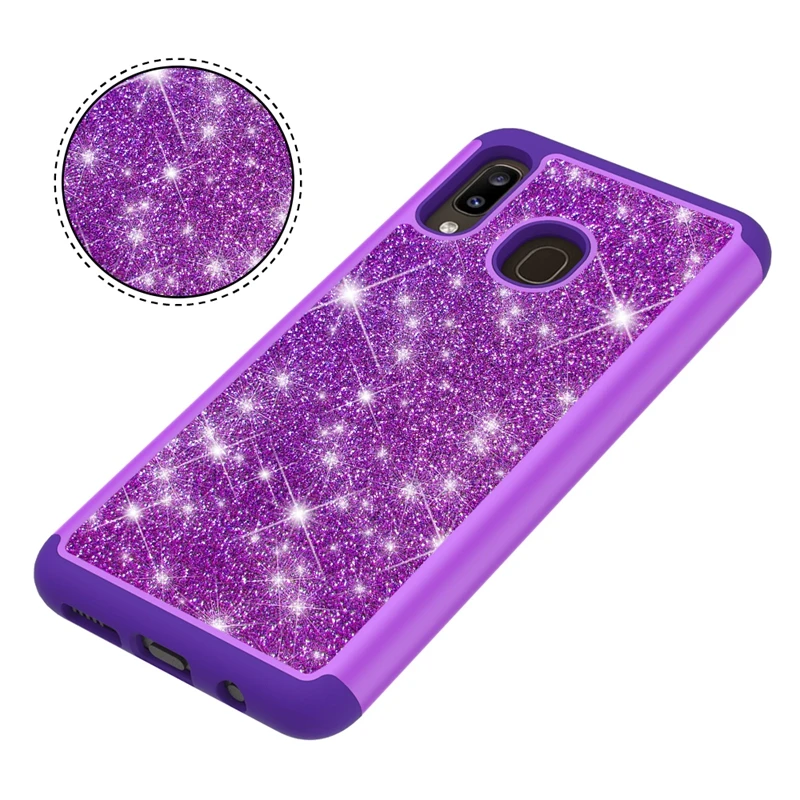 

Glittering Combo case cover For Samsung Galaxy A20 A30 shockproof case, Black/rose gold/silver/pink/purple/light green
