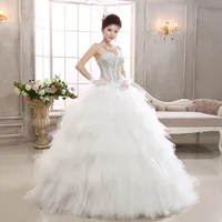 

2016 new product white feather lace princess wedding dress