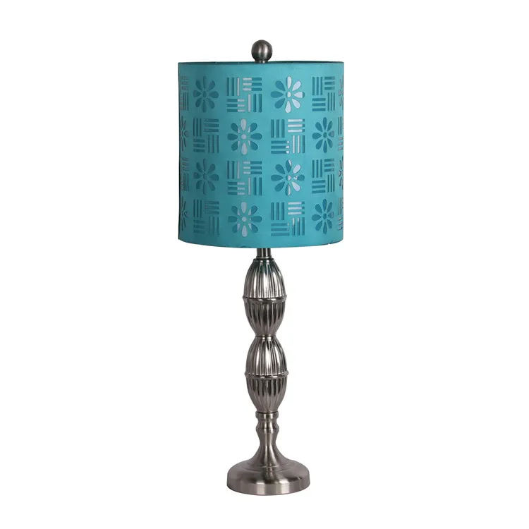 Metal table lamp/Brushed Nickel metal light/Decorative Table Lamp For Home Hotel with green plastic flower shade