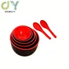 Classic cheap restaurant tableware red and black noodle cereal melamine bowls spoons