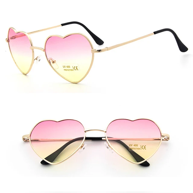 

DLL014 Classic love heart shaped metal reflective color film fashion sunglasses