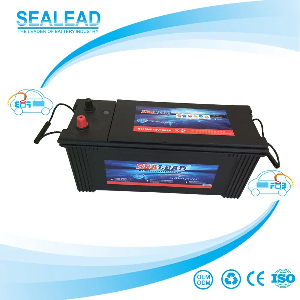 
China high quality N120 maintenance free auto truck 12volt 120amp long life service battery 