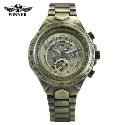 

WINNER Vintage Fashion Men Mechanical Watches Metal Strap Top Brand Luxury Best Selling Vintage Retro Design Wristwatches