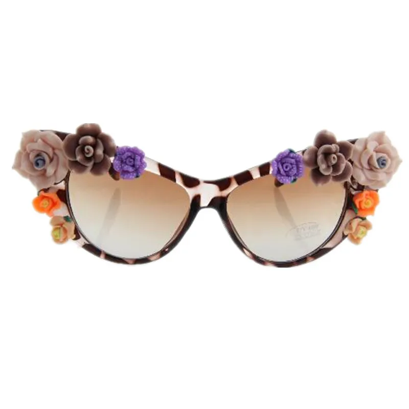

Vintage fashion style rose flower leopard sun glasses UV 400 sunglasses
