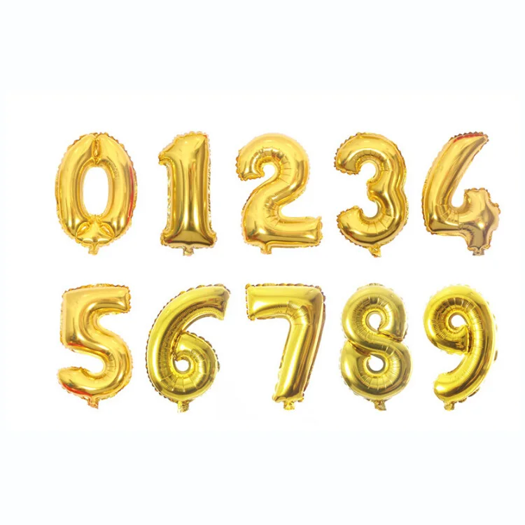 Birthday Party Decoration Gold Silvery Arabic Numerals Letter Foil ...