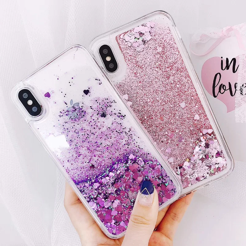 

For Samsung Galaxy S8 S9 Plus S6 S7 edge Bling Love Heart Quicksand Glitter TPU Case For A5 2017 A8 j5 j6 j7 2018 Note 8 9 Cover