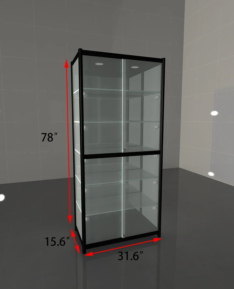 Full Vision Glass Display Showcase With Slide Door Buy Cheap