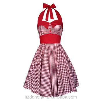 vintage red gingham dress