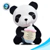 Cute top selling panda bear stuffed toys with feeding bottle soft plush panda