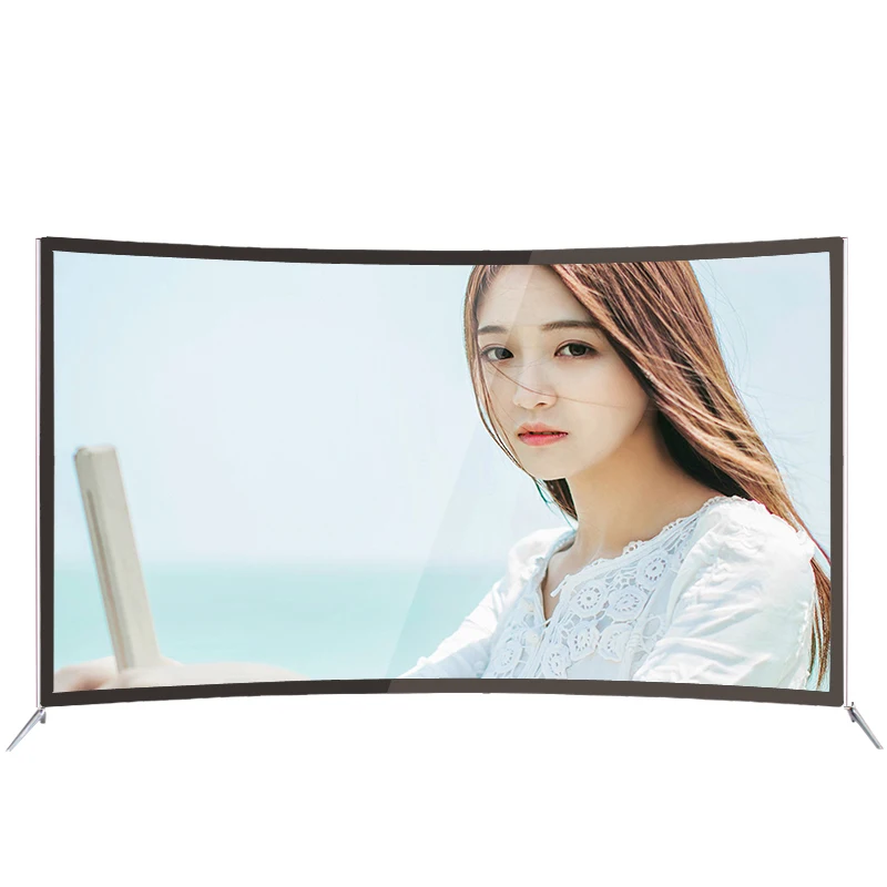 

49/50/55/60/65 inch curved glass android smart tv led 4k tv smart television curved led tv screen, White