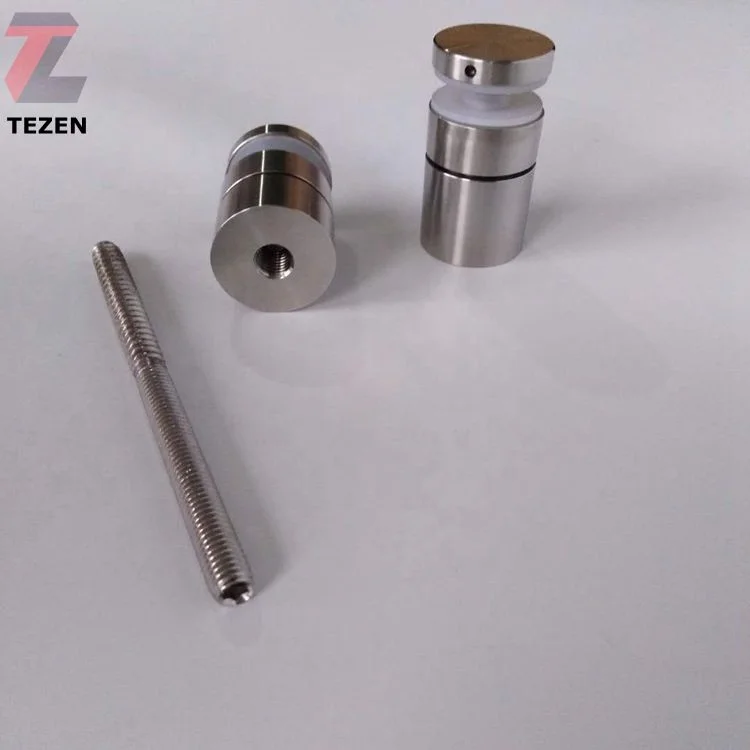 Adjustable stainless steel sign standoff fitting for railing 