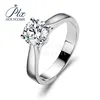 18k white gold prong setting high quality classical 6.5mm size round shape 1ct moissanite ring