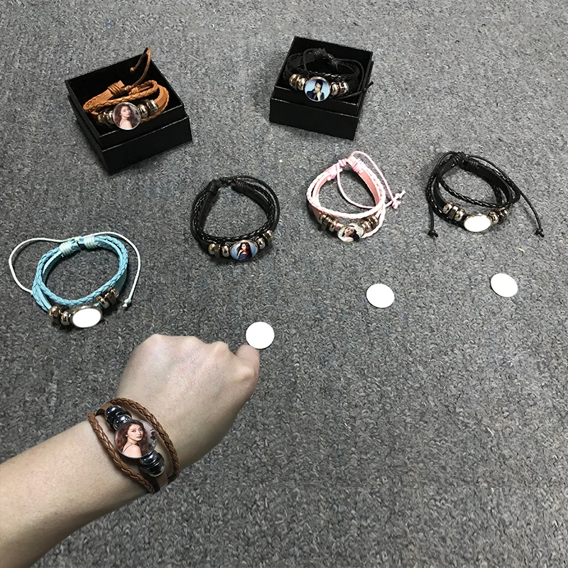 

With Box Sublimation Blank Leather Bracelets jewelry For 8 in 1 Sublimation Combo Machine Printing