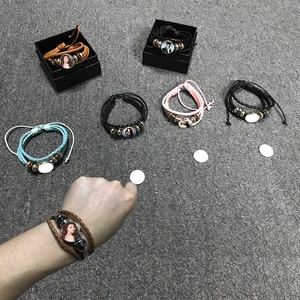 With Box  Sublimation Blank Leather Bracelets jewelry  For 8 in 1 Sublimation Combo Machine Printing
