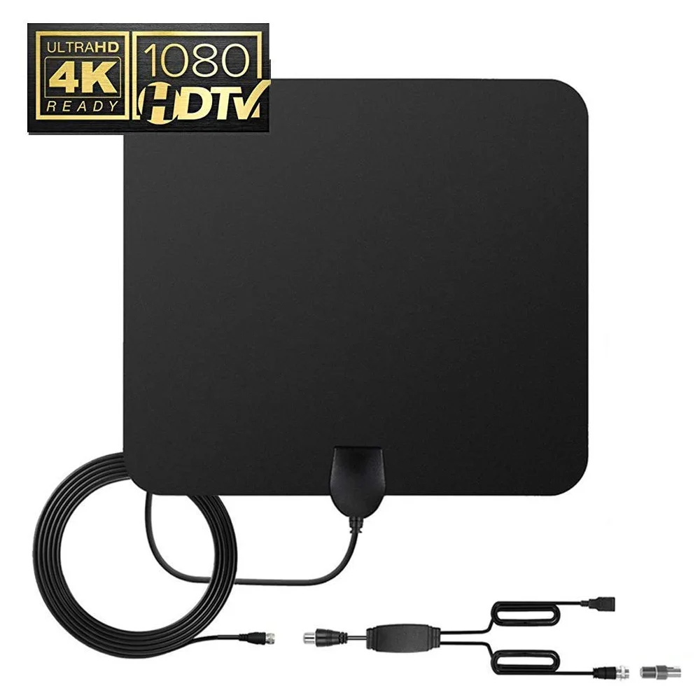 High Gain 30dbi Flat Digital Indoor 1080p Tv Antenna Hdtv Dtv Signal