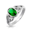 luxury 925 Sterling Silver Emerald Celtic Knot Ring