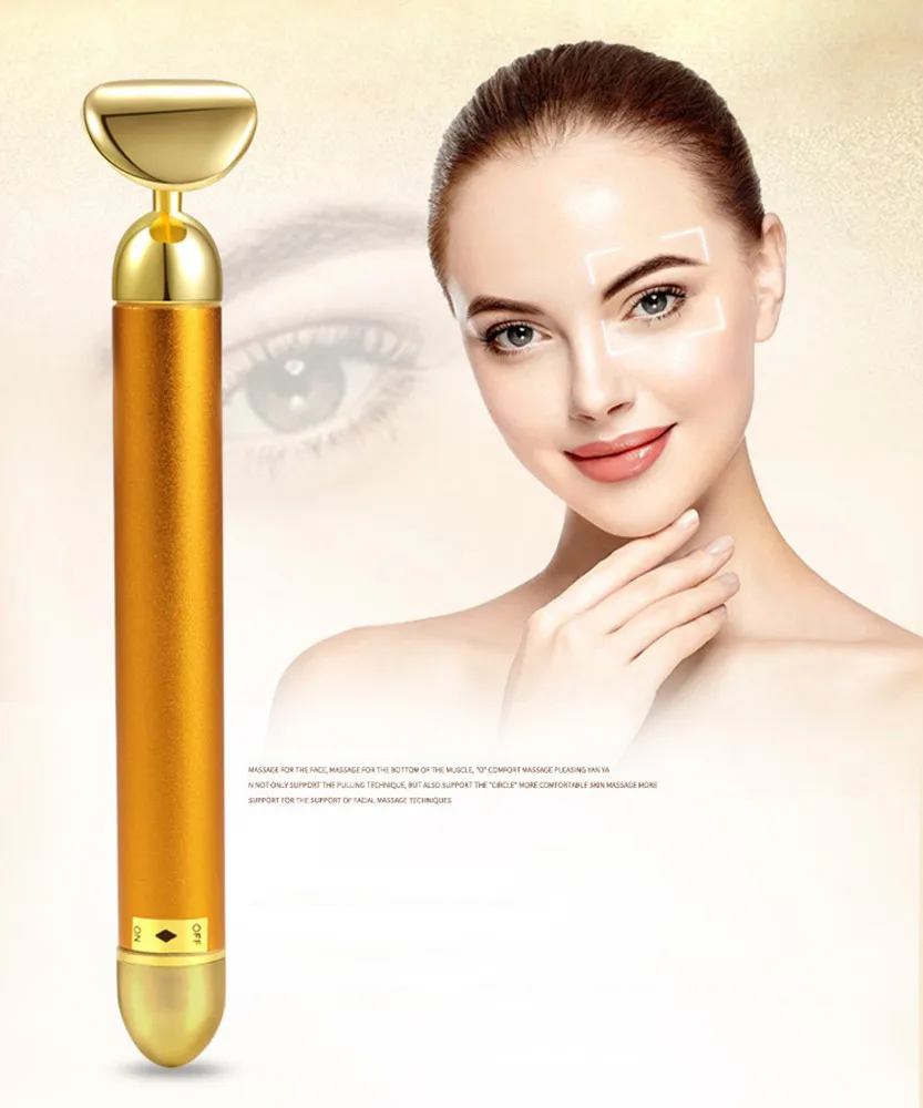 
Face Lift 3D Massage Roller Vibrating Facial Energy Gold Beauty Bar 
